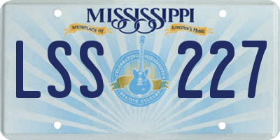 MS license plate LSS227
