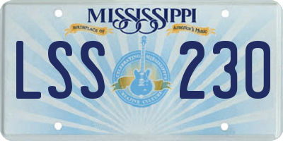 MS license plate LSS230
