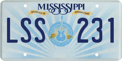 MS license plate LSS231