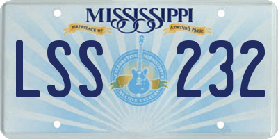 MS license plate LSS232