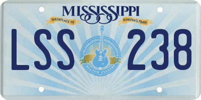 MS license plate LSS238