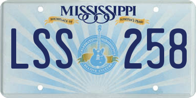 MS license plate LSS258