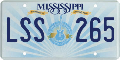 MS license plate LSS265