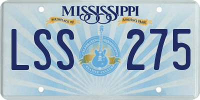 MS license plate LSS275