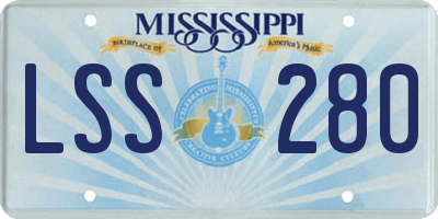 MS license plate LSS280
