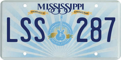 MS license plate LSS287