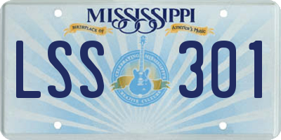 MS license plate LSS301