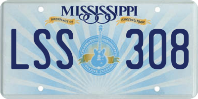 MS license plate LSS308