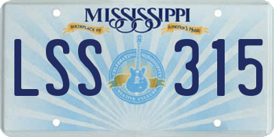 MS license plate LSS315