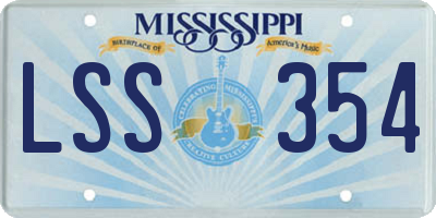 MS license plate LSS354