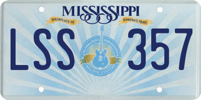 MS license plate LSS357