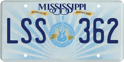 MS license plate LSS362