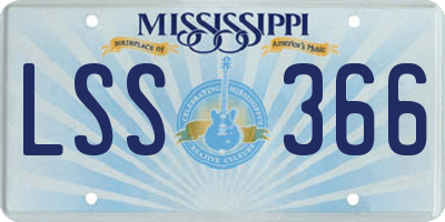 MS license plate LSS366