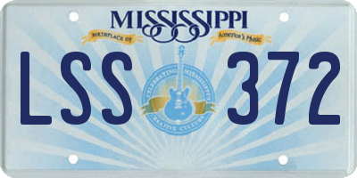 MS license plate LSS372