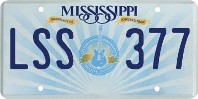 MS license plate LSS377