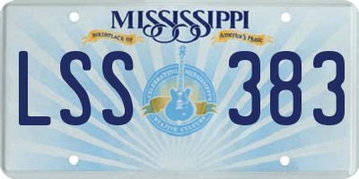 MS license plate LSS383