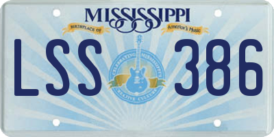 MS license plate LSS386