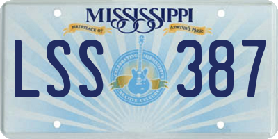 MS license plate LSS387