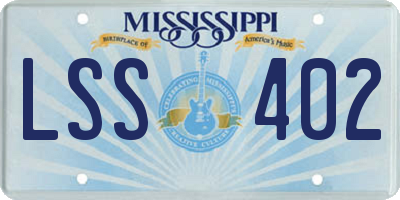 MS license plate LSS402