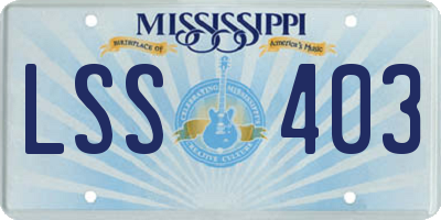 MS license plate LSS403