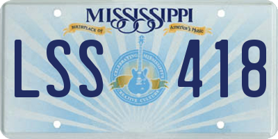 MS license plate LSS418