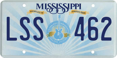 MS license plate LSS462