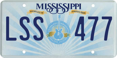 MS license plate LSS477