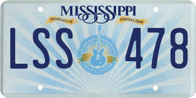 MS license plate LSS478