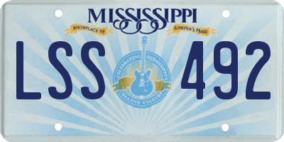 MS license plate LSS492