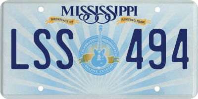 MS license plate LSS494
