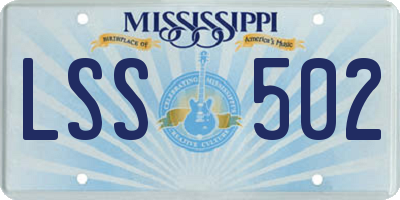 MS license plate LSS502