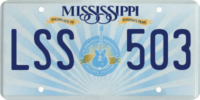MS license plate LSS503