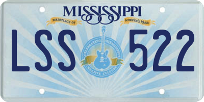 MS license plate LSS522