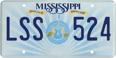 MS license plate LSS524