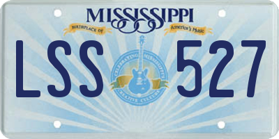MS license plate LSS527