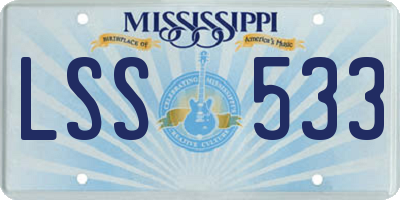 MS license plate LSS533
