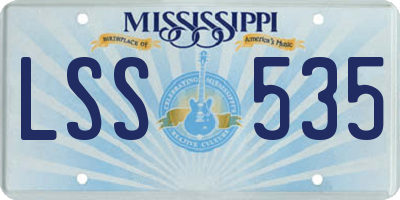 MS license plate LSS535