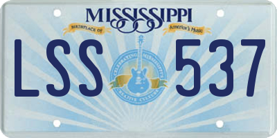 MS license plate LSS537