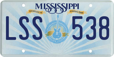 MS license plate LSS538