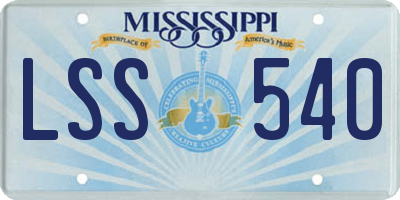 MS license plate LSS540