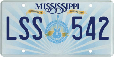 MS license plate LSS542