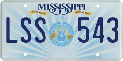 MS license plate LSS543