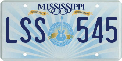 MS license plate LSS545