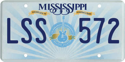 MS license plate LSS572