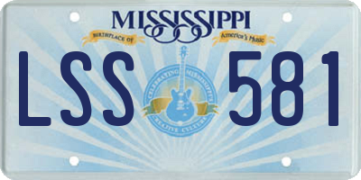 MS license plate LSS581
