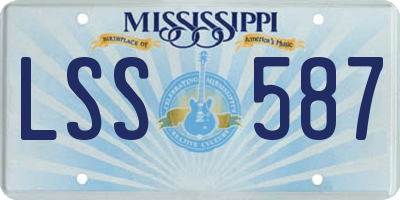 MS license plate LSS587