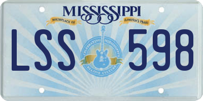MS license plate LSS598