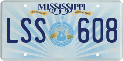 MS license plate LSS608