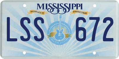 MS license plate LSS672