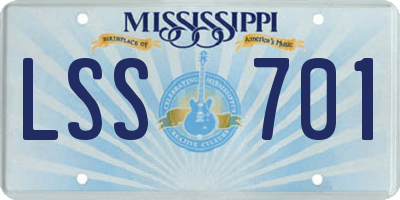 MS license plate LSS701